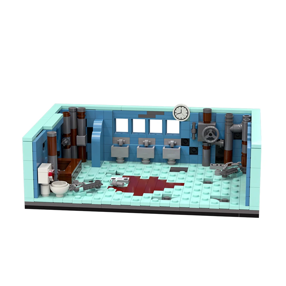 MOC Chainsaw Bathroom Trap Building Blocks Movie Industrial Bathroom Bloodstains Scene Toy Bricks Adult Gift
