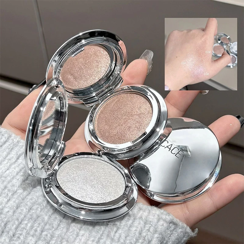 CACE resaltador monocromático en polvo champán brillo dorado iluminar maquillaje de ojos brillante textura de puré paleta de sombra de ojos de diamante
