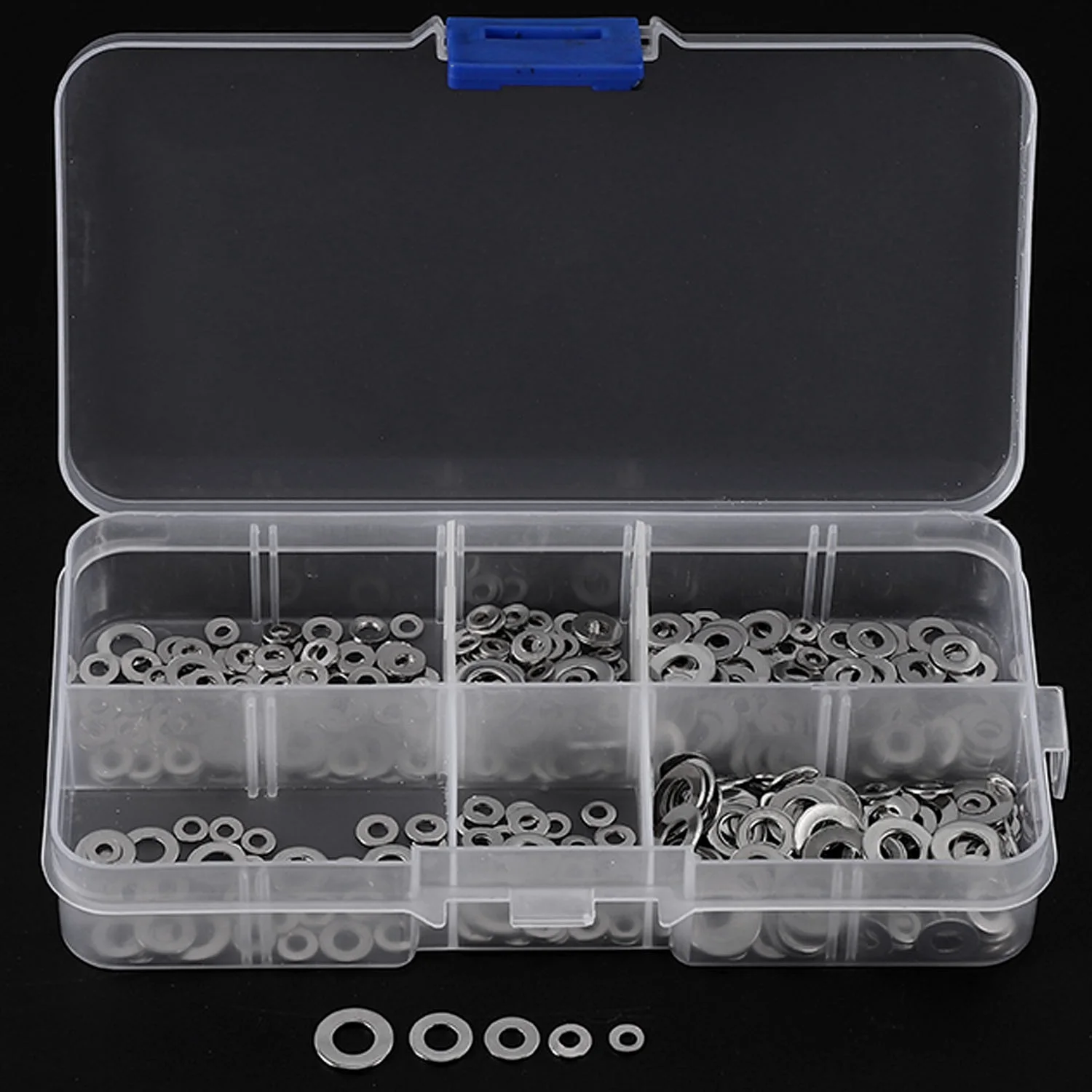 500 unids/set M1.6 M2 M2.5 M3 M4 M5 arandela plana de acero inoxidable Kit surtido de juntas de arandela lisa