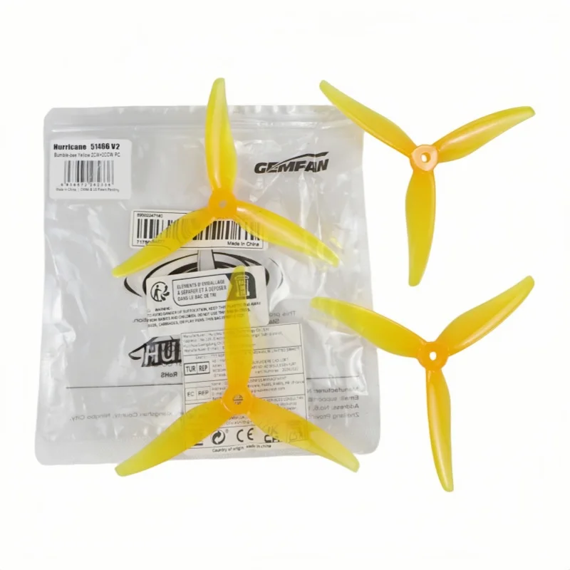 4 Stuks/2 Paar Gemfan Hurricane 51466 V2 5 Inch 3 Blade Propeller Props CW CCW Borstelloze Motor voor RC FPV Freestyle Drones DIY Onderdelen