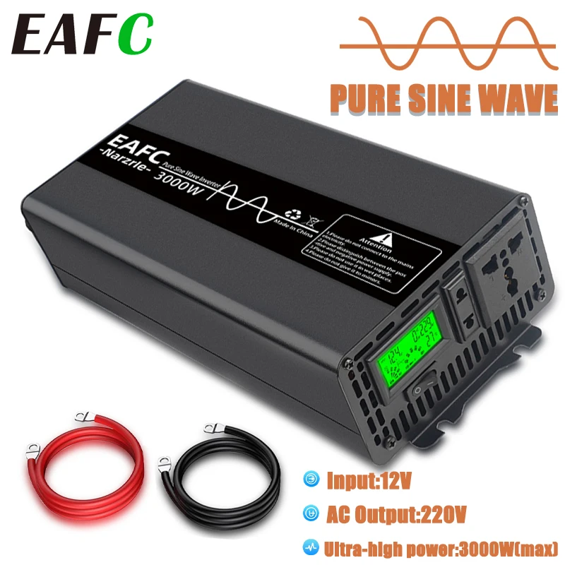EAFC Pure Sine Wave Inverter DC12V to AC 220V Auto Converter Power 