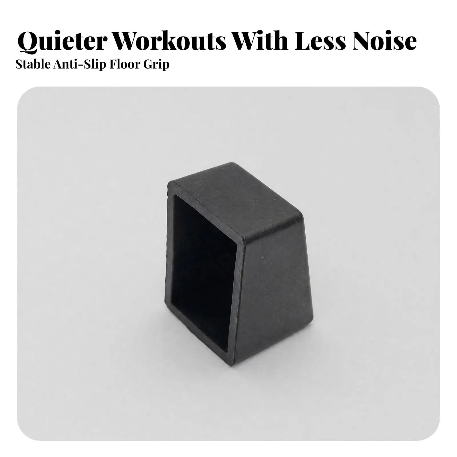 Black Slanted Rubber End Cap | Textured Interior Surface, Rectangular Tube End Cap with Hollow Socket, for Indoor Shelving