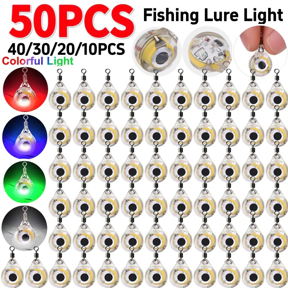10-100 pièces Mini leurre de pêche lumière LED goutte profonde sous-marine forme d'oeil calmar poisson appât lumineux leurre pour attirer les poissons