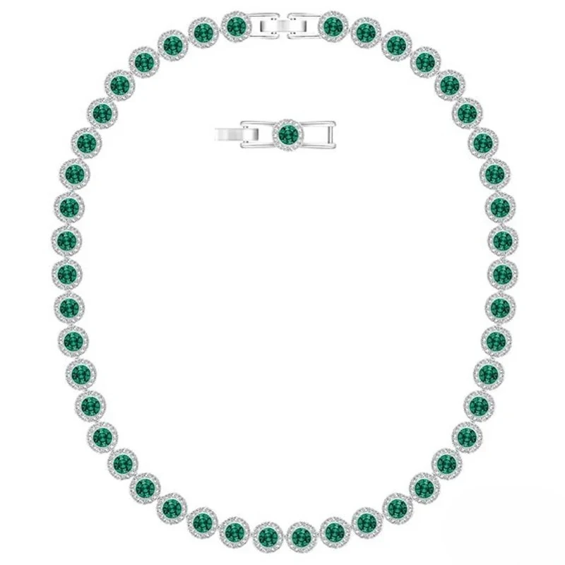 2025, trendiger Schmuck, Texturschmuck, Kristall-Halskette, Ohrringe, Armband, dreiteiliges Set, Vitalität, grünes Set, Verlobung, bevorzugt