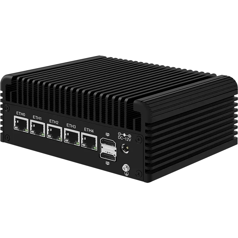 CWWK N100 5 Nets Front version 2.5G dual M.2 dual SATA dual HDMI/DP/multi-network port mini host - Image 5