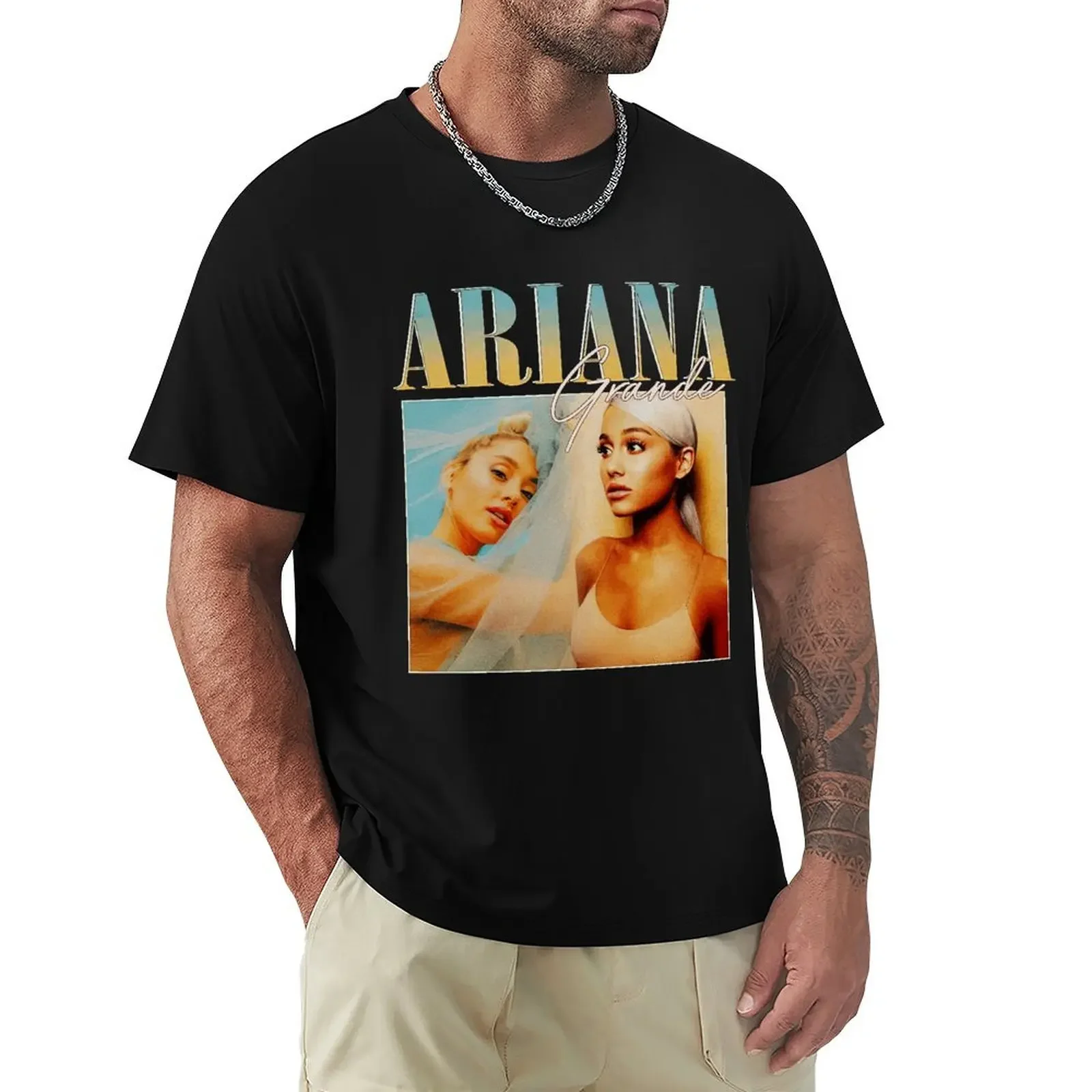 Ariana-grande Vintage T Shirt Harajuku Short Sleeve 100% Cotton Graphics Tshirt Tops mens designer clothes Round Collar manga