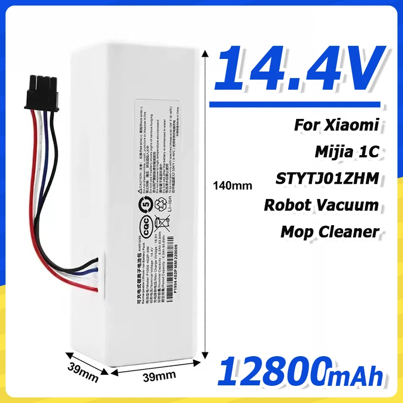 14.4V Battery For Xiaomi Mijia 1C STYTJ01ZHM Robot Vacuum Mop Cleaner 12800mAh P1904-4S1P-MM Replacement Battery Accessories