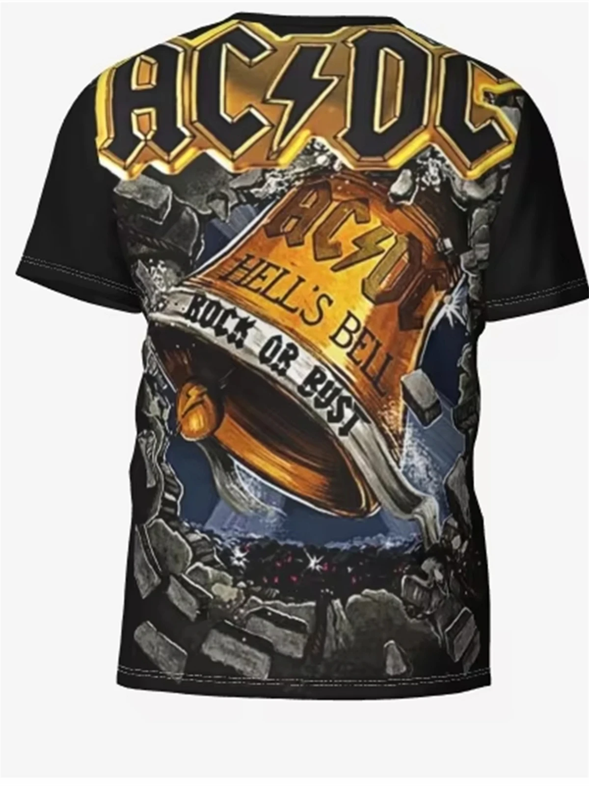تي شيرت ثلاثي الأبعاد برقبة دائرية وأكمام قصيرة AC/DC Rock Band Boutique Print للجنسين كاجوال على الموضة للرجال والنساء