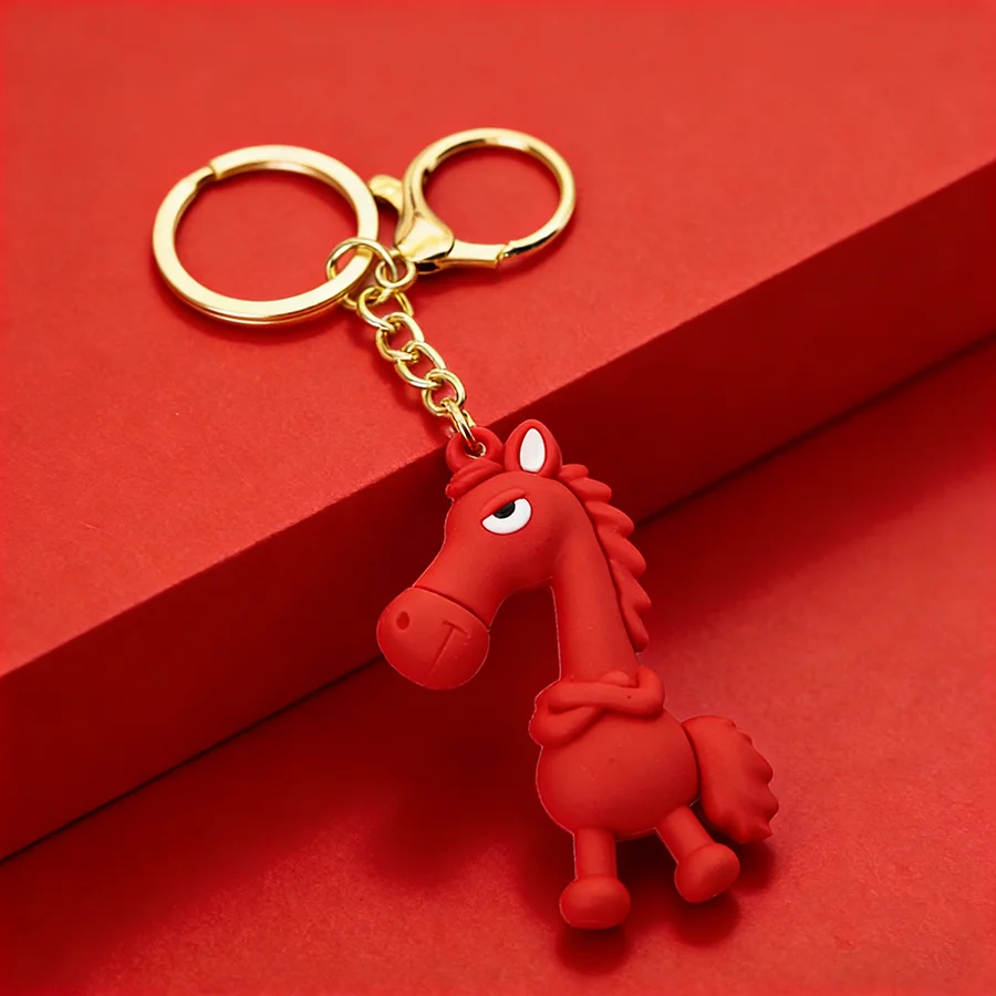 Noter Funny Horse Keychain 3 Colors Available Bag Backpack Car Charm Pendant Decoration Selected High Quality Silicone Key Ring