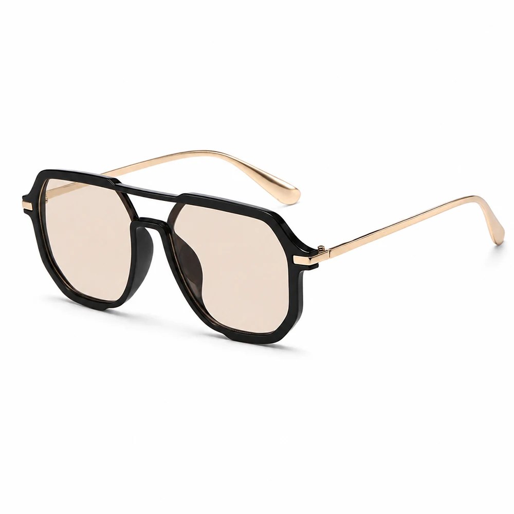 Retro Doppelbrücken-Sonnenbrille Quadratisch für Damen und Herren Vintage UV400 Modische Sonnenbrille für Täglichen Outdoor-Gebrauch – Detail 12