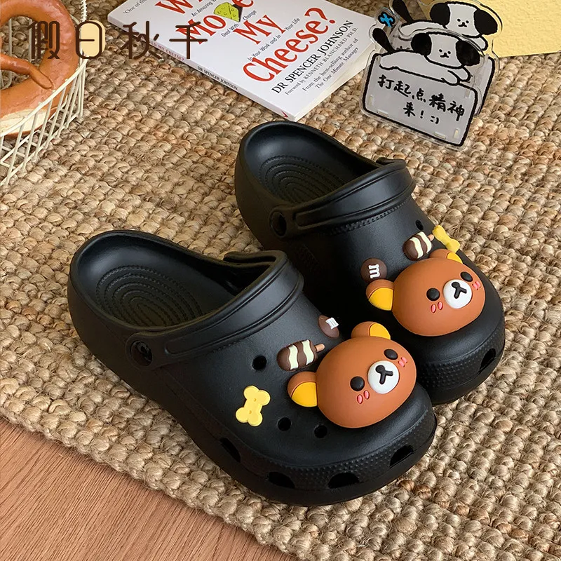 

Пляжные шлепанцы EVA Holiday Swing Rilakkuma DIY Decor с закрытым носком, нескользящие, для мужчин, женщин и пар, для дома и улицы