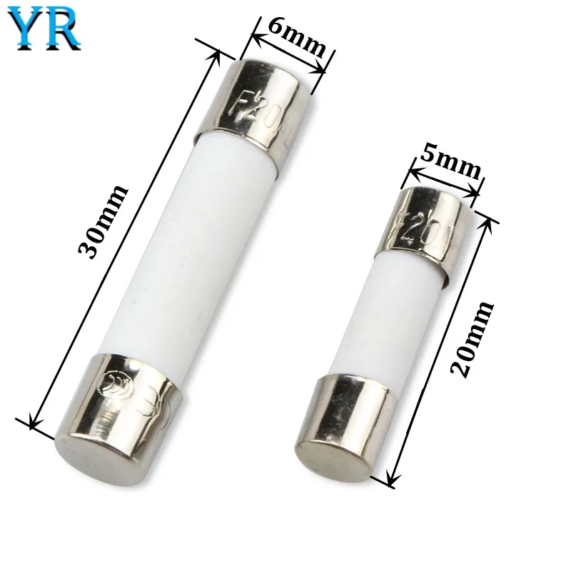 10 szt. Bezpieczników ceramicznych 5x20mm 6x30mm 250V 0.5A 1A 2A 3A 4A 5A 6.3A 6.3A 7A 8A 10A 10A 12A 15A 20A 25A 30A AMP bezpiecznik Tube