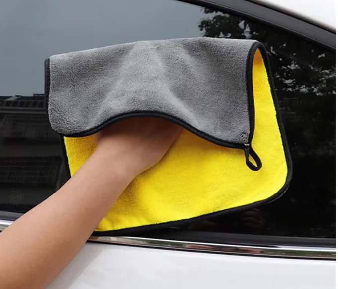 1/2/6PCS Thick Microfiber Cleaning Towels Soft Double Layer Drying Cloth for Car Body Washing & Polishing Car Care Accessories