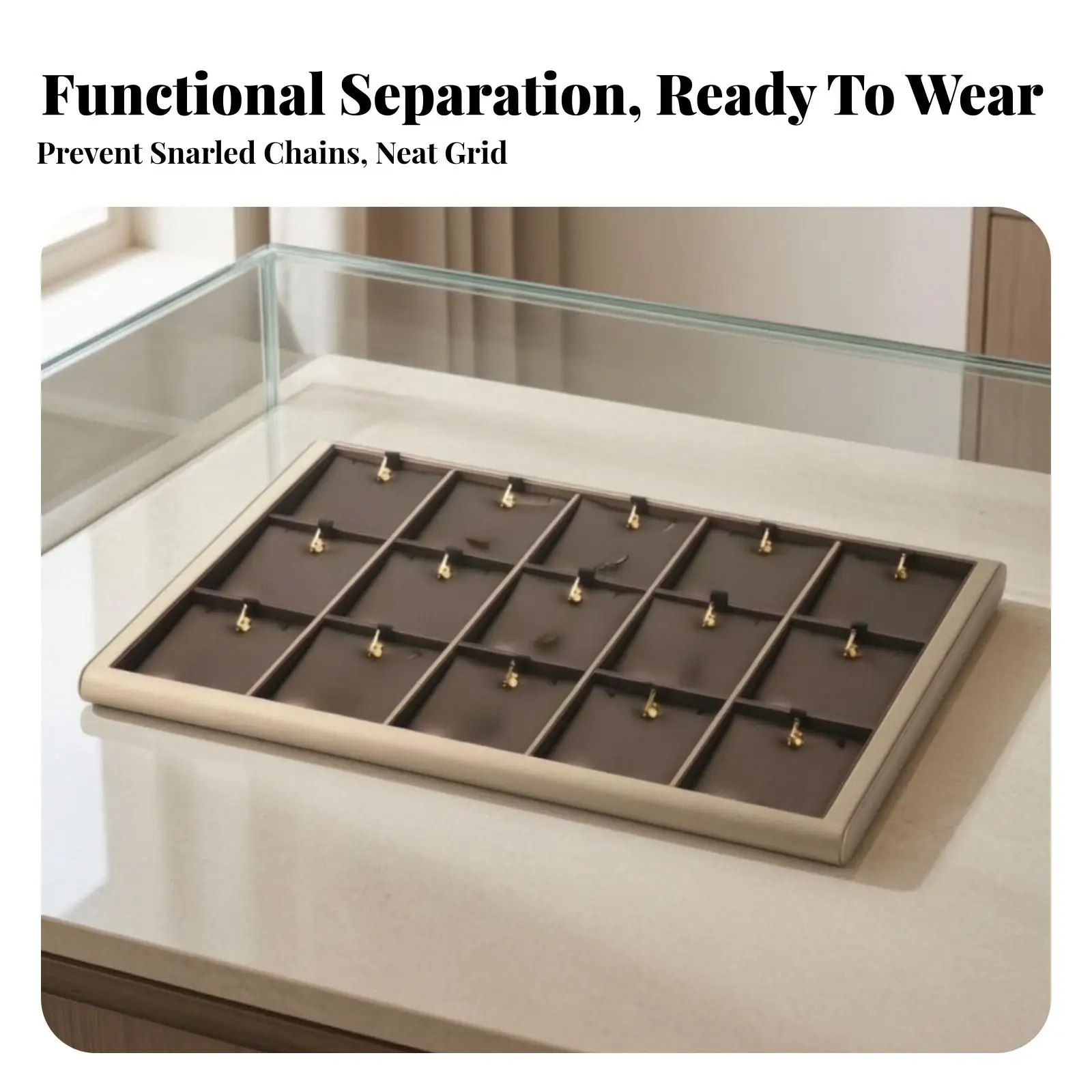 Jewelry Display Tray with Hooks Premium Necklace Display Tray Scratch-Resistant Rectangular for Jewelers, Dressing Table