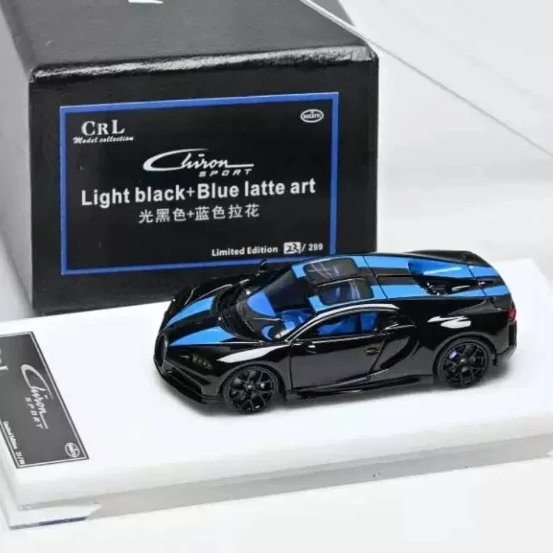 In Stock 1: 64 New Product Chiron Black Light Color with Blue Pattern, Resin Molded Static Car Model, Limited Edition, Gift,