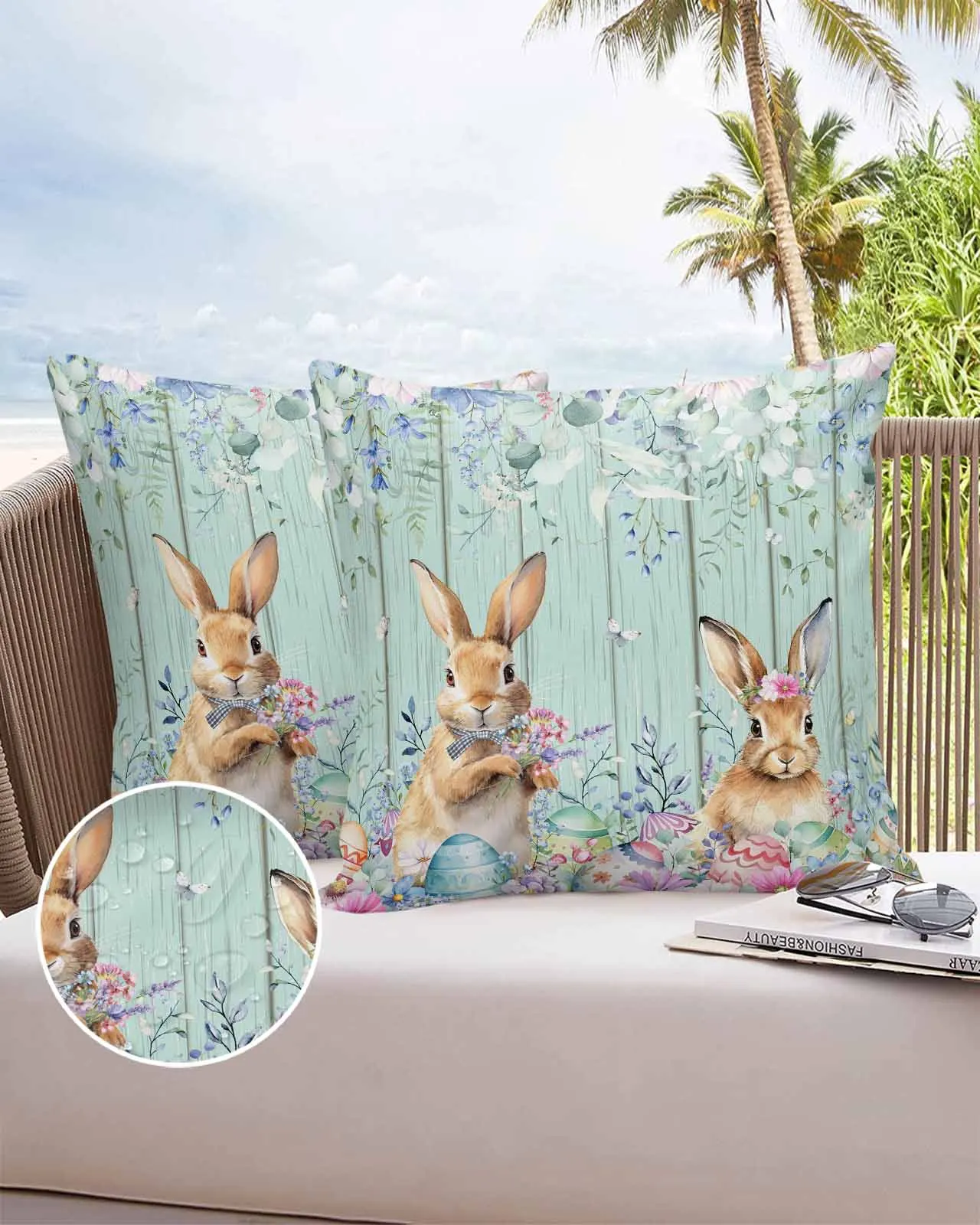 2/4PCS Easter Spring Egg Rabbit Waterproof Cushion Cover For Home Decoration 40/45/50/60/66cm Pillowcase