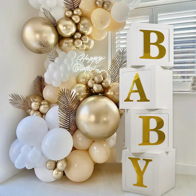 

1set Baby Shower Decorations Box Balloon Birthday Party Decorations Baloons Boxes for 1st Happy Birthday Party Decor Boys Girls