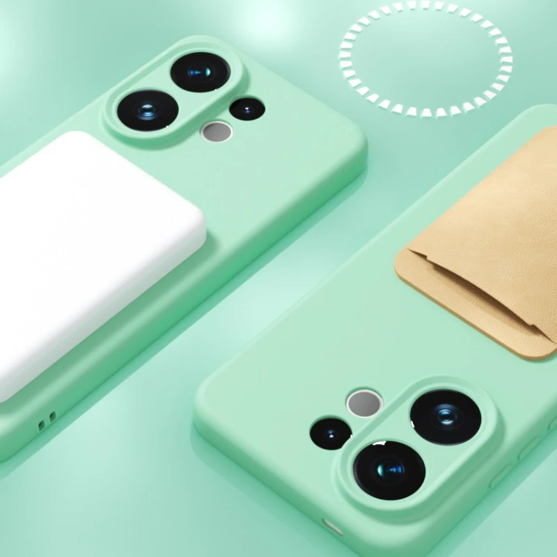 VIVO X200 FE S30 Pro 미니용 Magsafe 액상 실리콘 케이스, 부드러운 핑크색 마그네틱 무선 충전 커버 범퍼