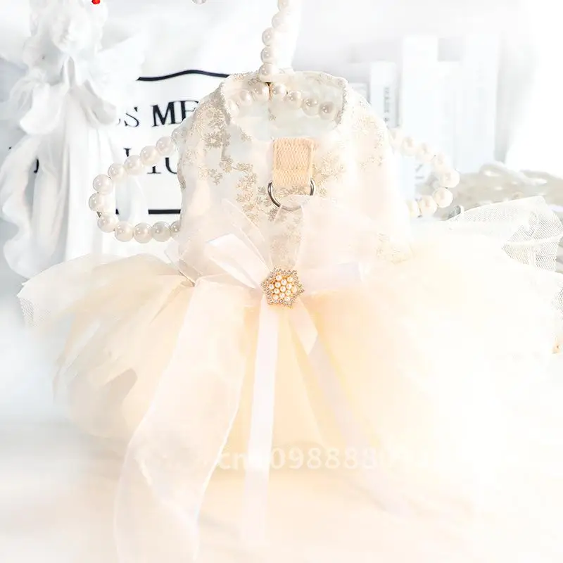 

Dog Clothes Summer Thin Cat Princess Dress Lace Traction Wedding Dress Small Dog Teddy Pet
