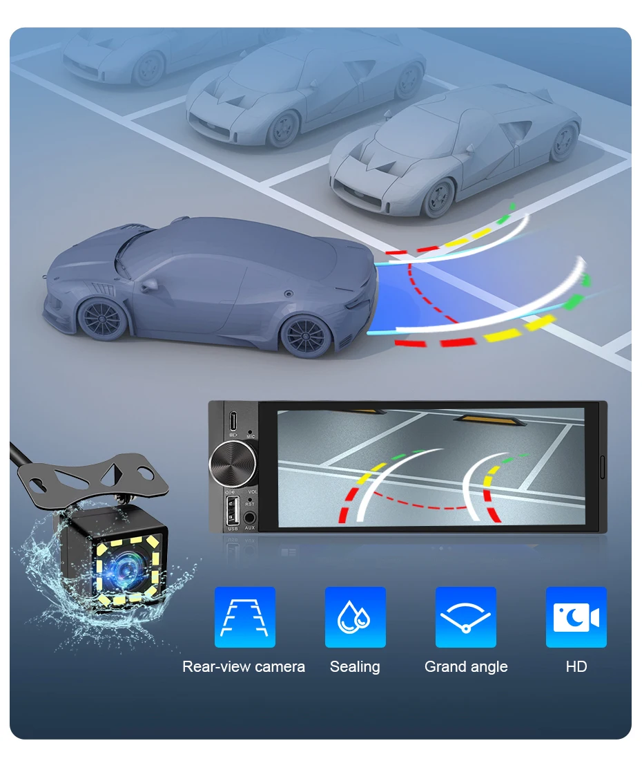 Junsun 6,86" Kabelloses Carplay Android Auto Universal 1 Din MP5 Autoradio 1280*600 IPS Touchscreen Stereo Zentrale – Detail 12