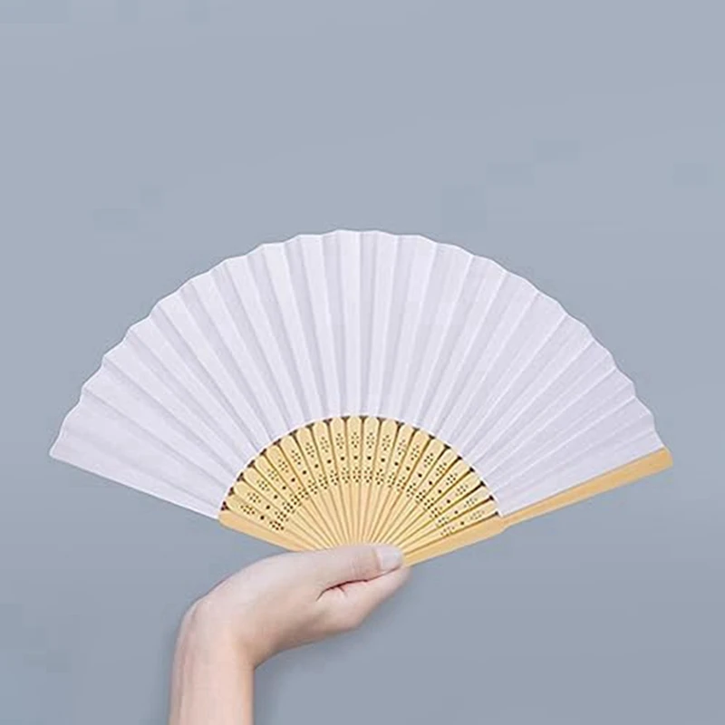DIY Paper Folding Fan Bamboo Hand Held Fan Handheld Folded Fan For Kids Drawing Handheld Paper Fan