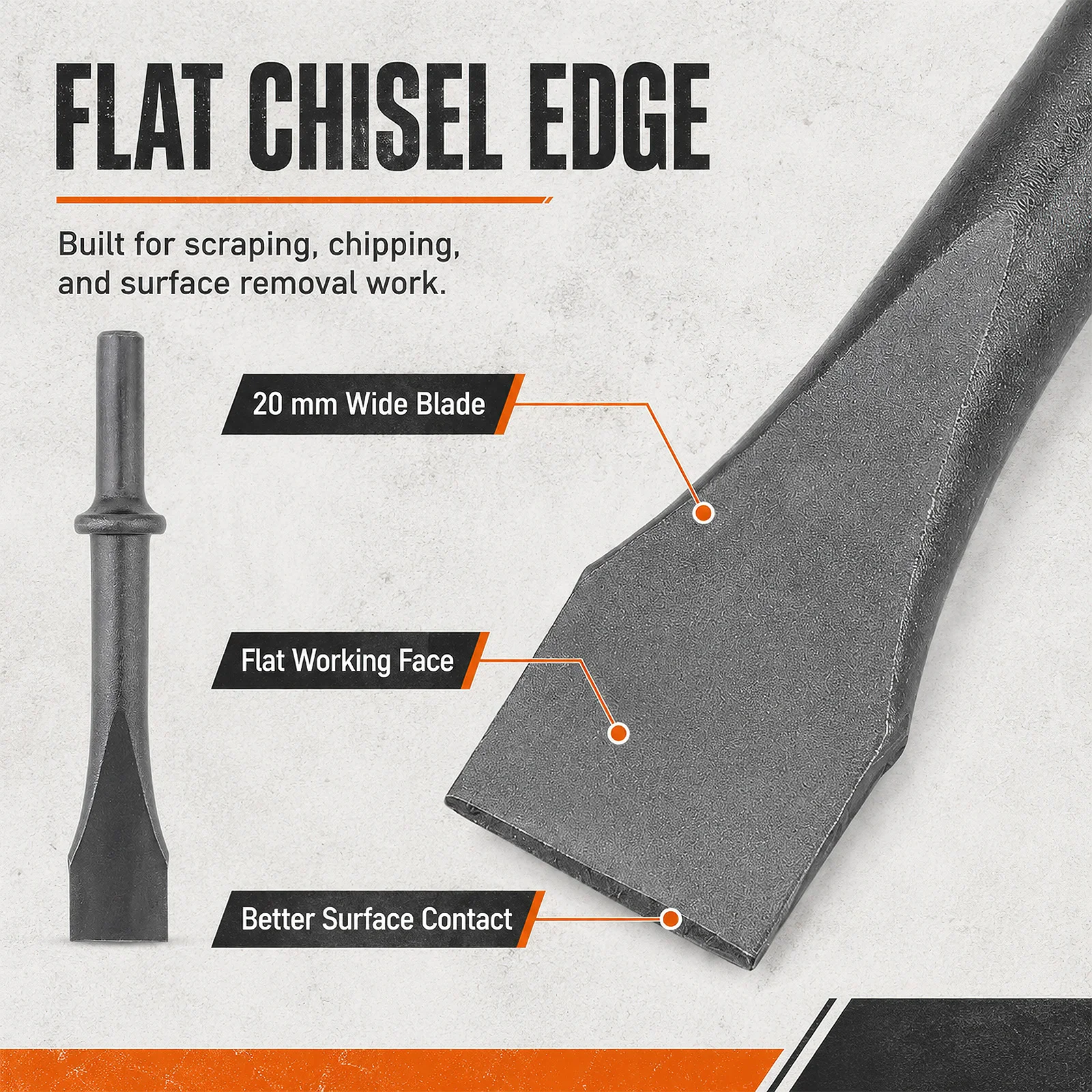 Flat Chisel/ Notched Flat Chisel /V-shaped Chisel Chromium - Molybdenum Steel 0.39 in Shank Air Chipping Hammer