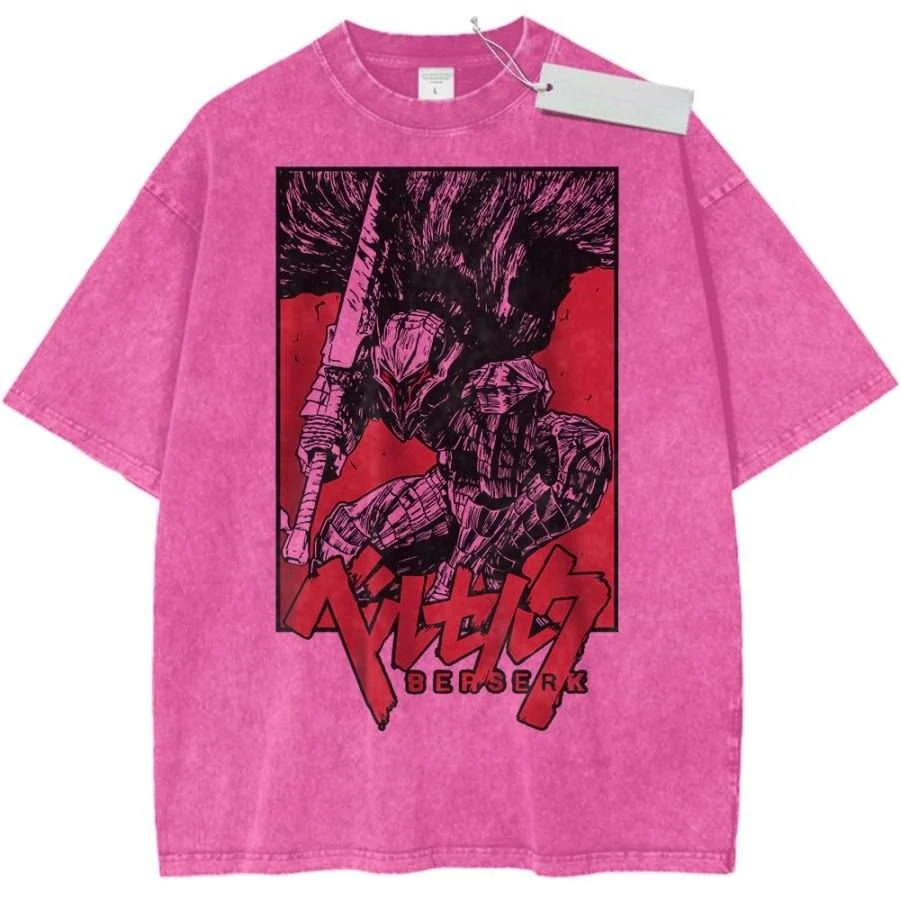 Camiseta Deportiva de Manga Corta, Multicolor, Unisex, de Algodón Puro, Estilo Vintage, Anime Berserk Guts Armored Warrior
