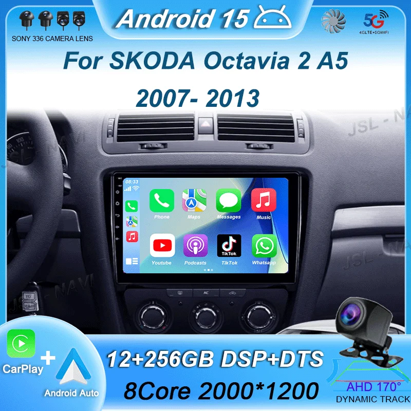 

For SKODA Octavia 2 A5 2007 2008 2009 2010 2011 2012 2013 Car Radio Navigation Multimedia Player DSP WIFI Auto Carplay Android15