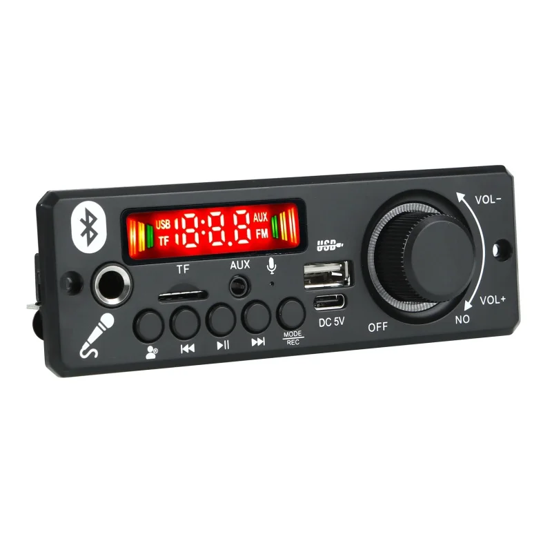 5V 2*3W Amplifier Bluetooth Decoder Board With Amplifier Microphone DIY FM Radio TF USB Car Audio Music Player Speakers