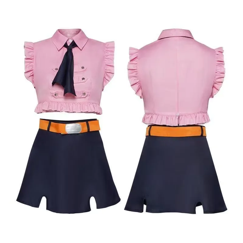 

Anime Seven Deadly Sins Elizabeth Liones Cosplay Costumes Suit For Women Pink Top Navy Skirt Set Comic Con Halloween Outfit