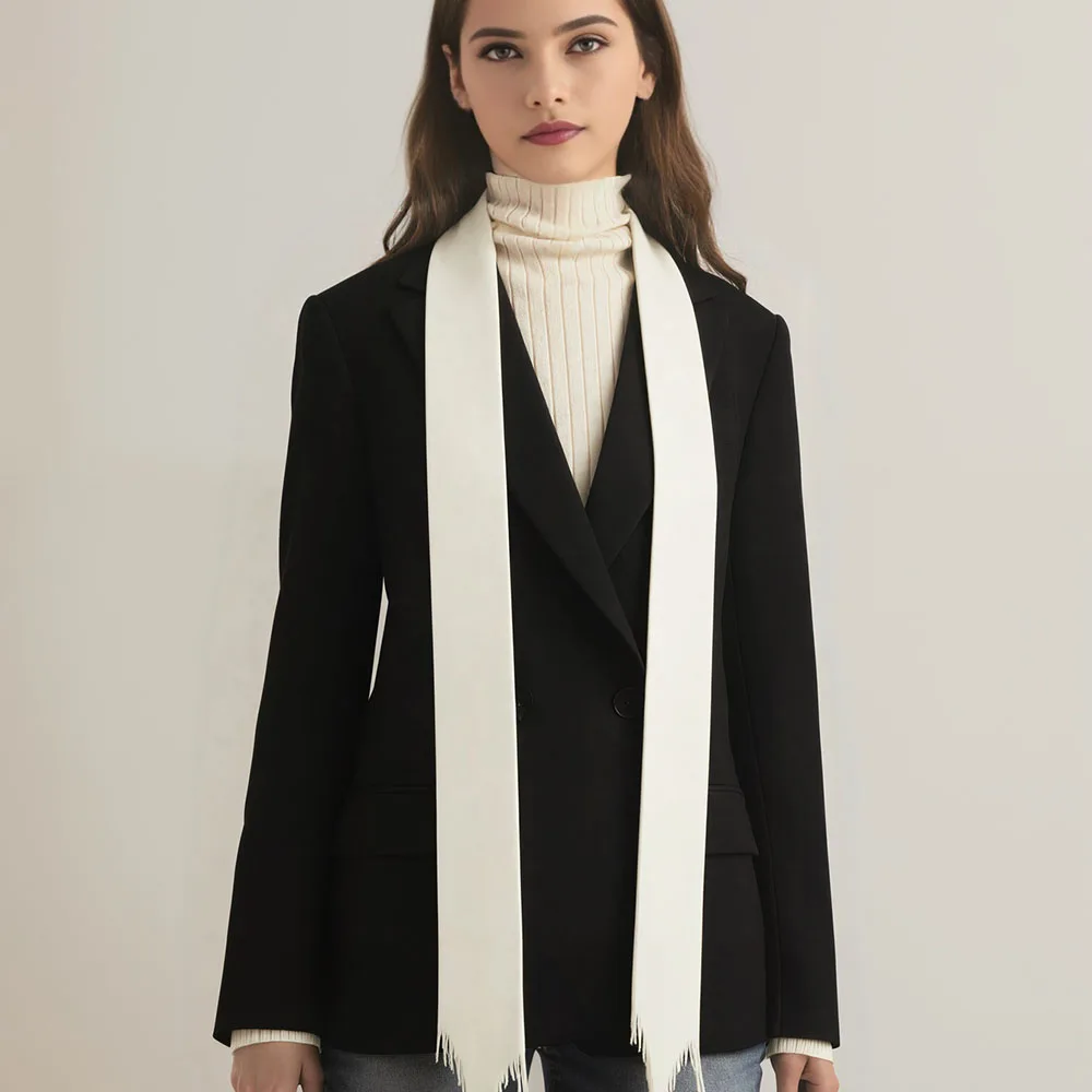 Winter nieuwe damesmode contrasterende sjaal en colbert met lange mouwen