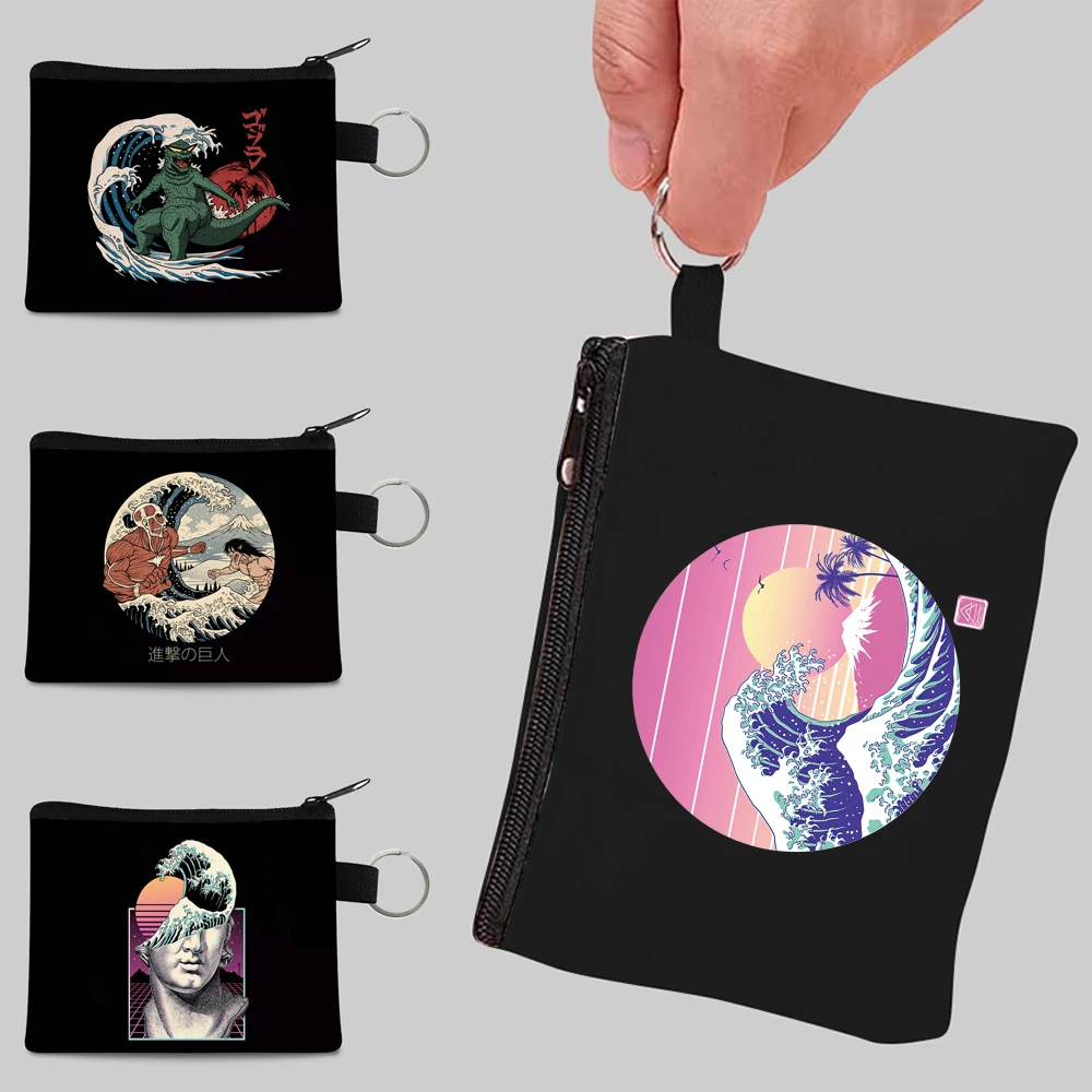 New Coin Purse Ladies Cosmetic Bag Zipper Card Holder Wave Print Coins Girls Bags Mini Wallet Small Change Purse Portable Wallet