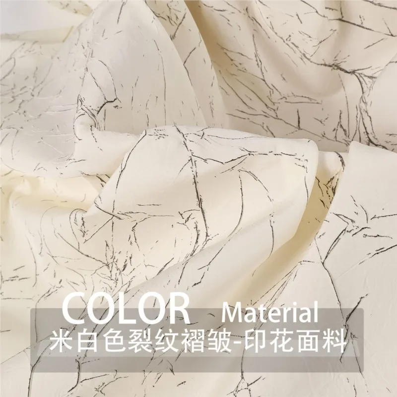 Abstract crack rock plate cream-colored irregular three-dimensional pleated fabric shirt windbreaker designer