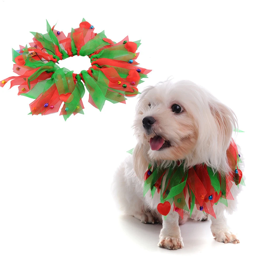 

Christmas Pet Collar Red Green Color Dog Cat Neck Circle Costume for Pets Lightweight Durable Washable Festive Design