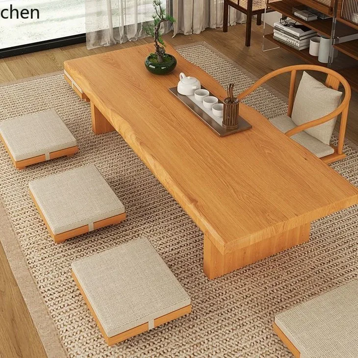 HXL Tea Table Solid Wood Low  Table Tatami Tea Room Long Zen Tea Table and Chair