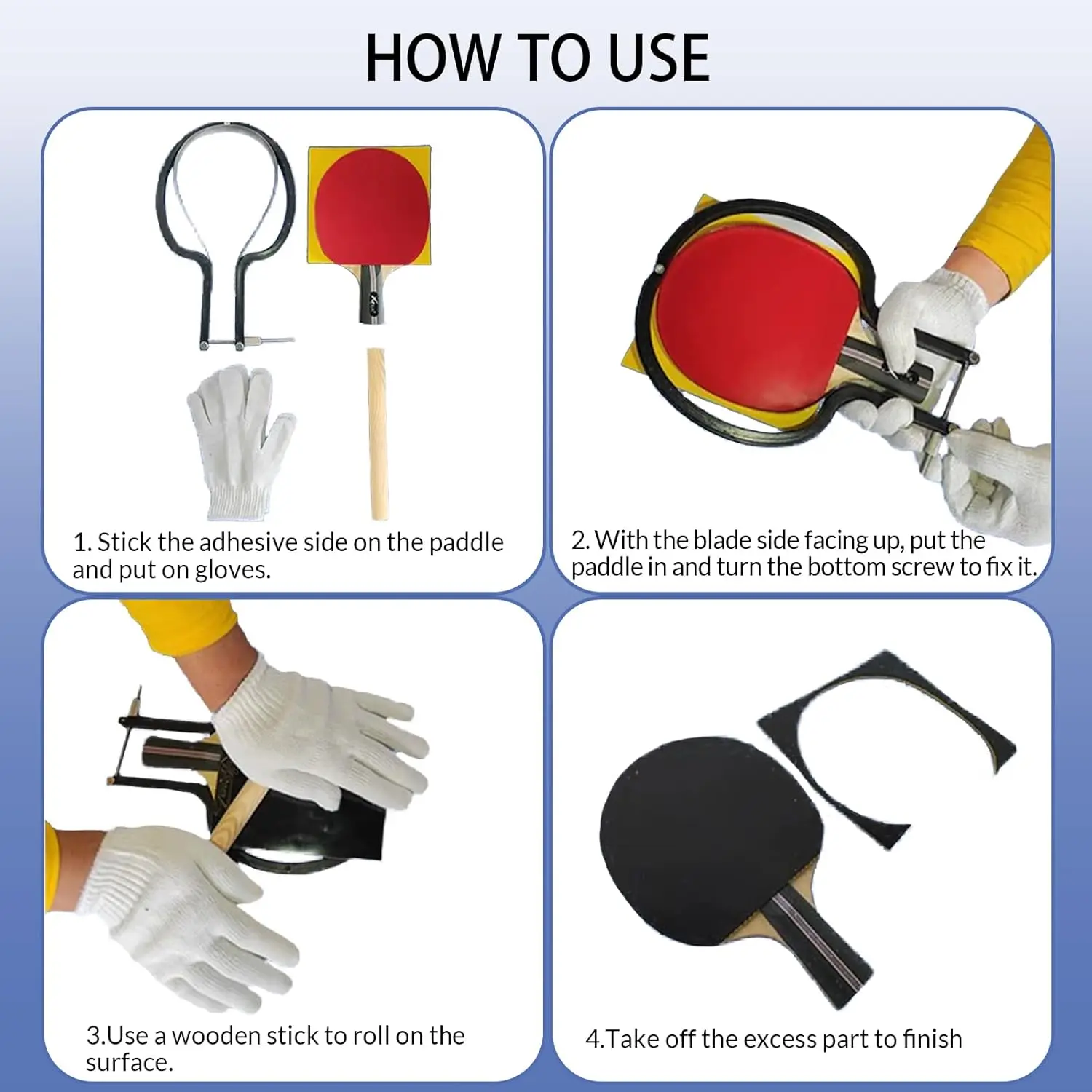 Table Tennis Rubber Cutter Kit - Adjustable Arc Bow Knife Design Fits All Racket Curves