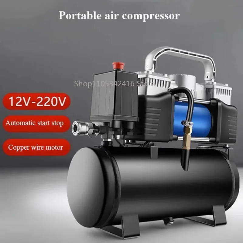 12V/220V Dual Voltage Small Air Compressor, Mini Car Tire Inflator & Spray Painting Air Pump for Home & Vehicle