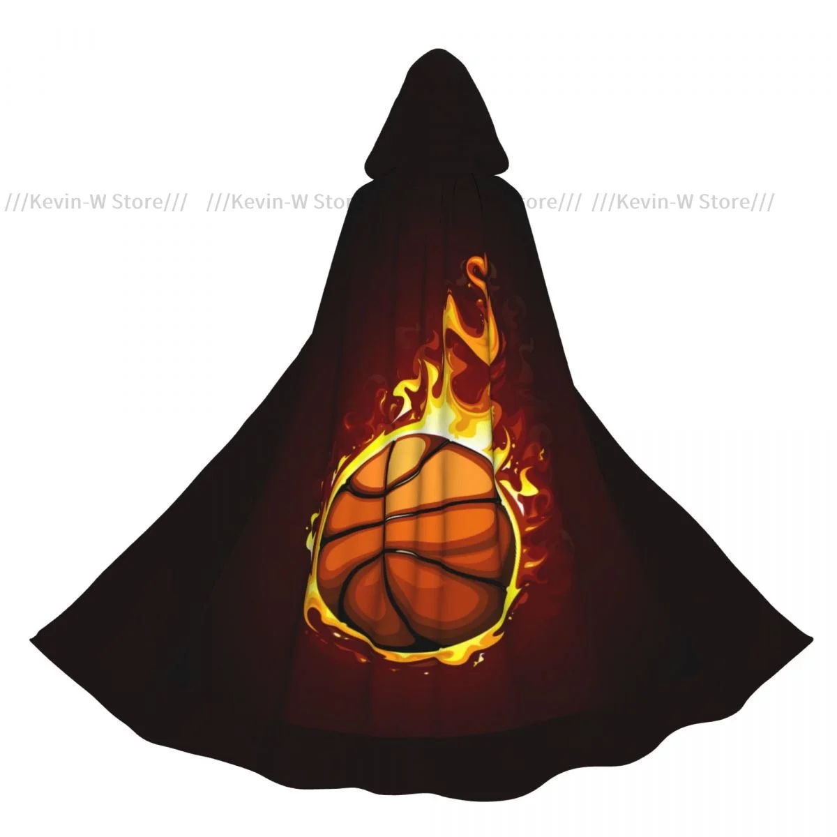 

Basketball Fire Hooded Cloak Polyester Unisex Witch Cape Costume Accessory