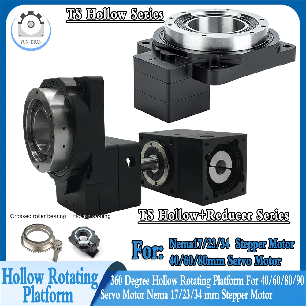 Hollow Rotating Platform Right Angle Gearbox Ratio 10-50:1 Motor 4 Axis/ 5 Axis DD Motor Circular Positioning Table