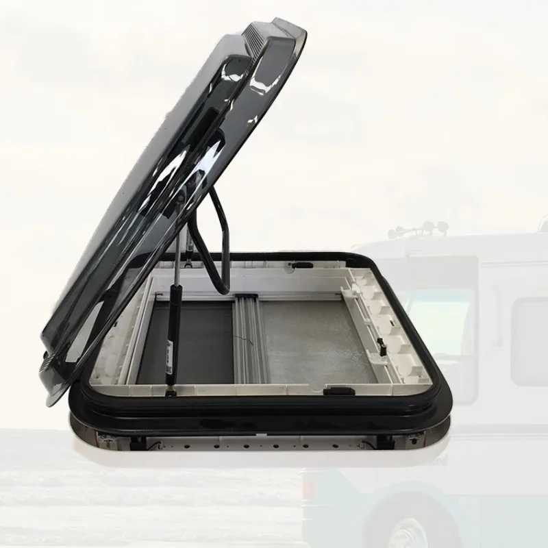 

RV Body Parts 500*500mm Roof Window Aluminum Frame Double Acrylic Glass RV Skylight
