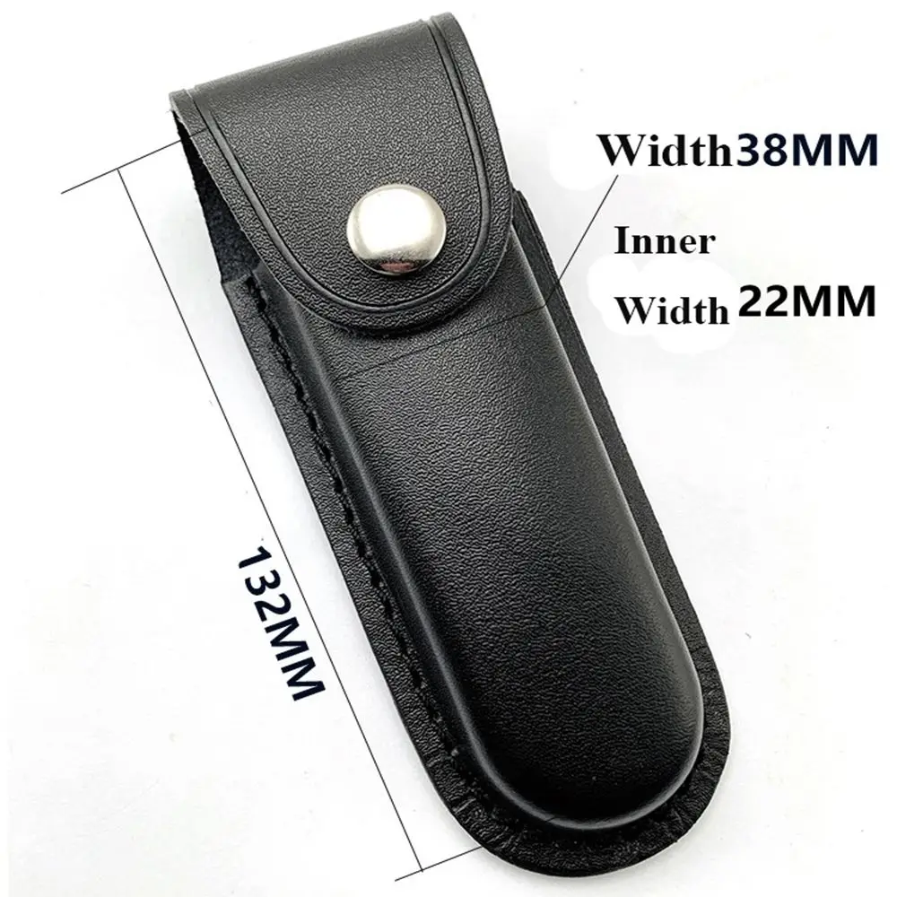 Brown Pocket Hunt Leather Sheath Holder Camp Outdoor Carry Flashlight Case Belt Loop Case Fold Knife Tool