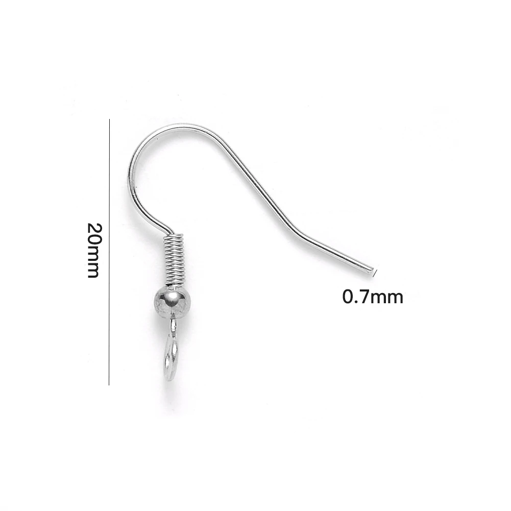 200Pcs Stainless Steel Earring Hooks Ear Wire with Vertical Loop Fish Earwire with Coil and Ball for Jewelry Making 19~21x18mm