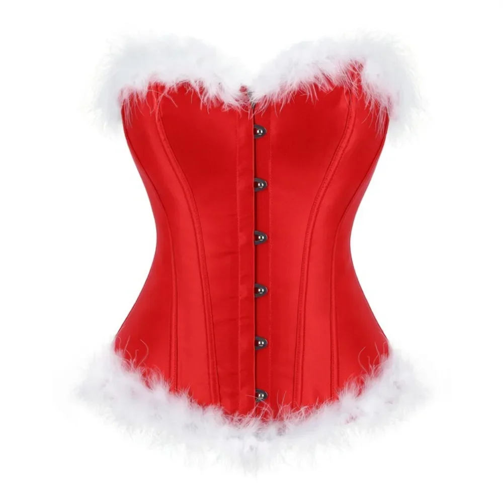 

Женский корсет-бюстье на Рождество, сексуальный корсет-утяжка в стиле Санта-Клауса, атласный корсет для вечеринок