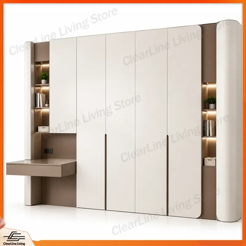 for Whole House Custom One Door to Top Wardrobe Household Bedroom Solid Wood Cabinet Door Modern Open Assembly Simple Log