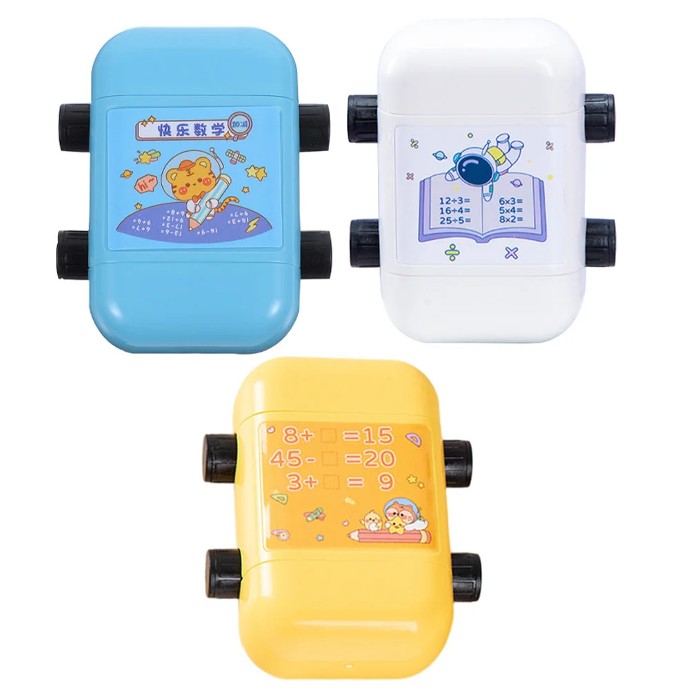 

3 Pcs Multiplication and Division Stamps Kids Math Roller Digital Teaching Problem Rolling Self Inking for Seal Teachers