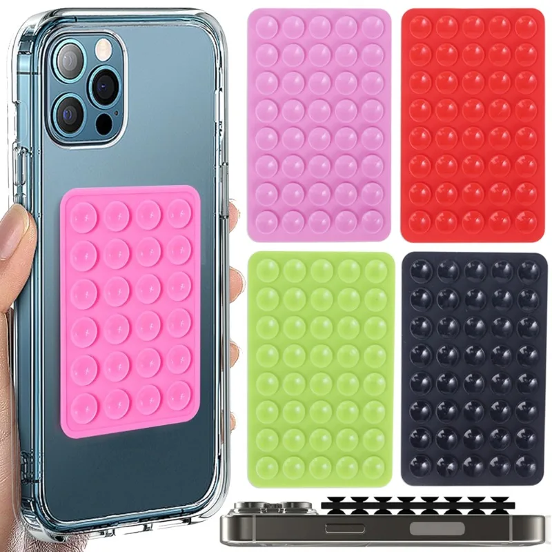 Silicone Suction Phone Holder Mat Multifunctional Suction Cup Wall Stand Square Anti-Slip Single-Sided Case Mount Back Sticker