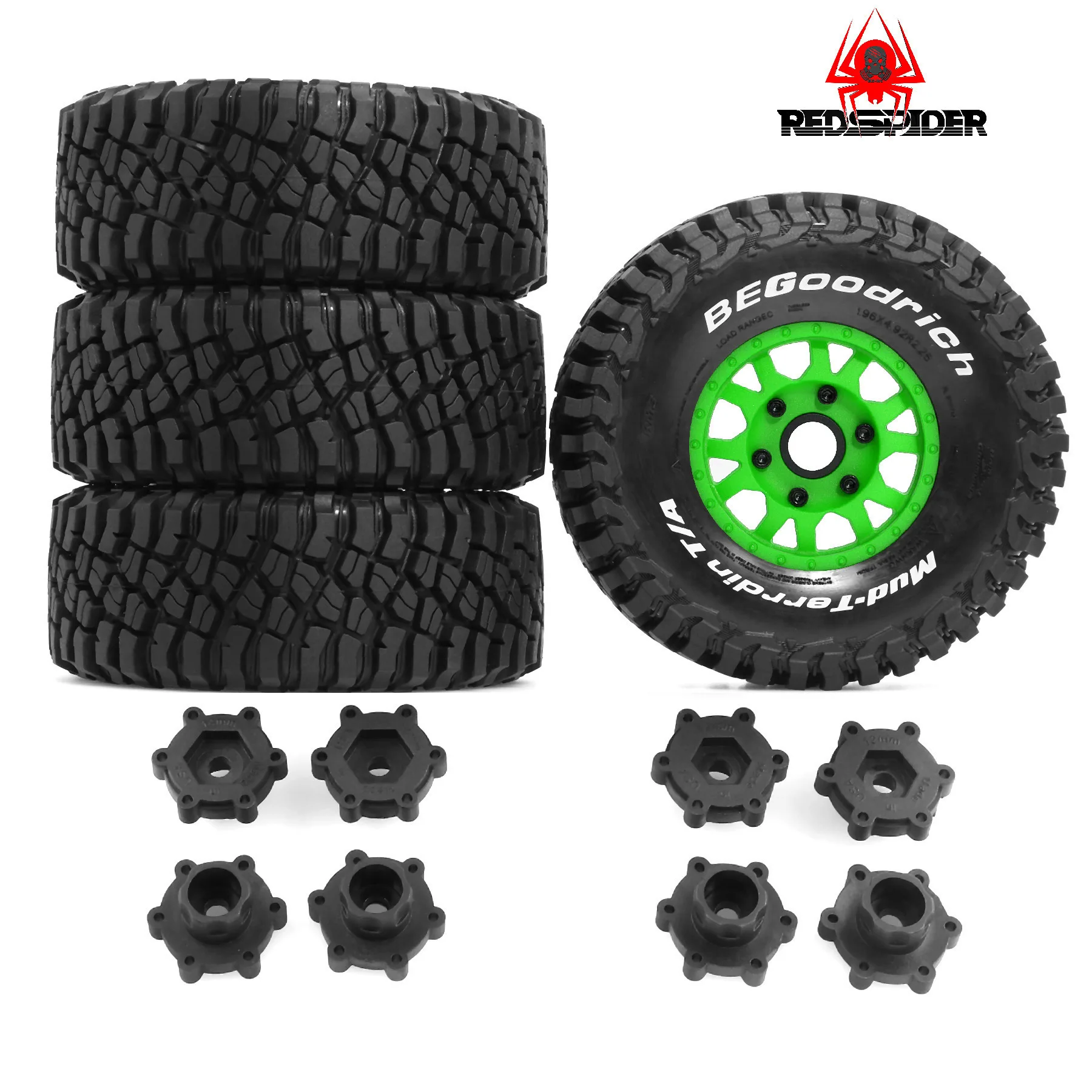 4 قطعة 126 مللي متر 1/7 الإطارات 1/8 الإطارات إطار شاحنة قصيرة 12 مللي متر 14 مللي متر 17 مللي متر عجلة عرافة ل TRAXXAS Mojave 4s باجا ESC8 محور عجلات RC سيارة