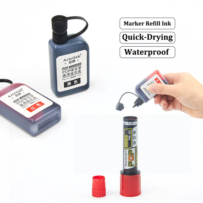 12Color POP Markers Refill Ink,25cc Permanent Marker Ink,Quick-Drying Waterproof And Non-Fading,Non-Erasable Marker Ink Refill image 5