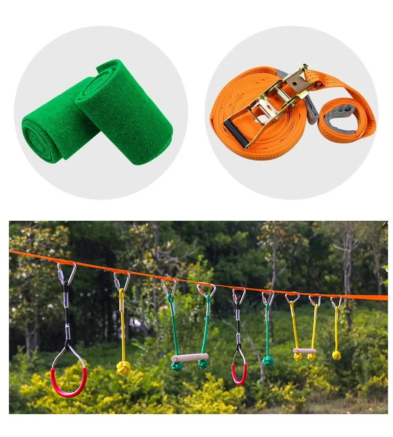 Children's Ninja Rope Obstacles Sling, Training Equipment, Ring Monkey Pole, Outdoor Physical Combination, Slackline Bar Kit