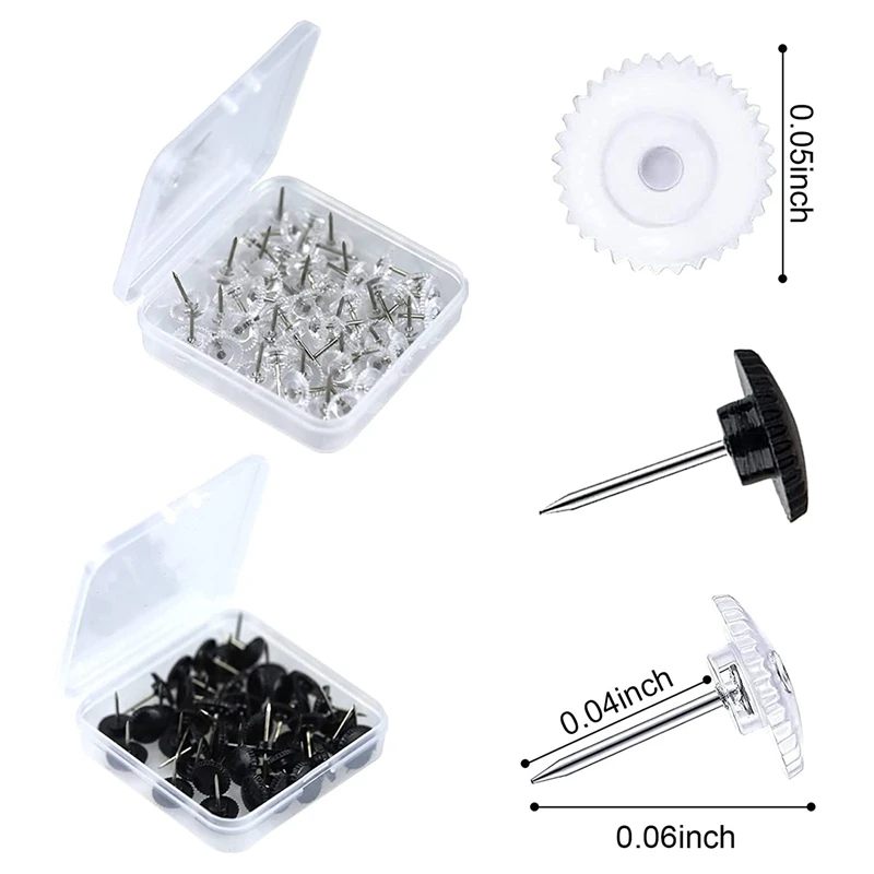 200PCS Push Pins Small Plastic Thumb Tacks Steel Point And Clear Plastic Head Pushpins Transparent Paper Push Pins